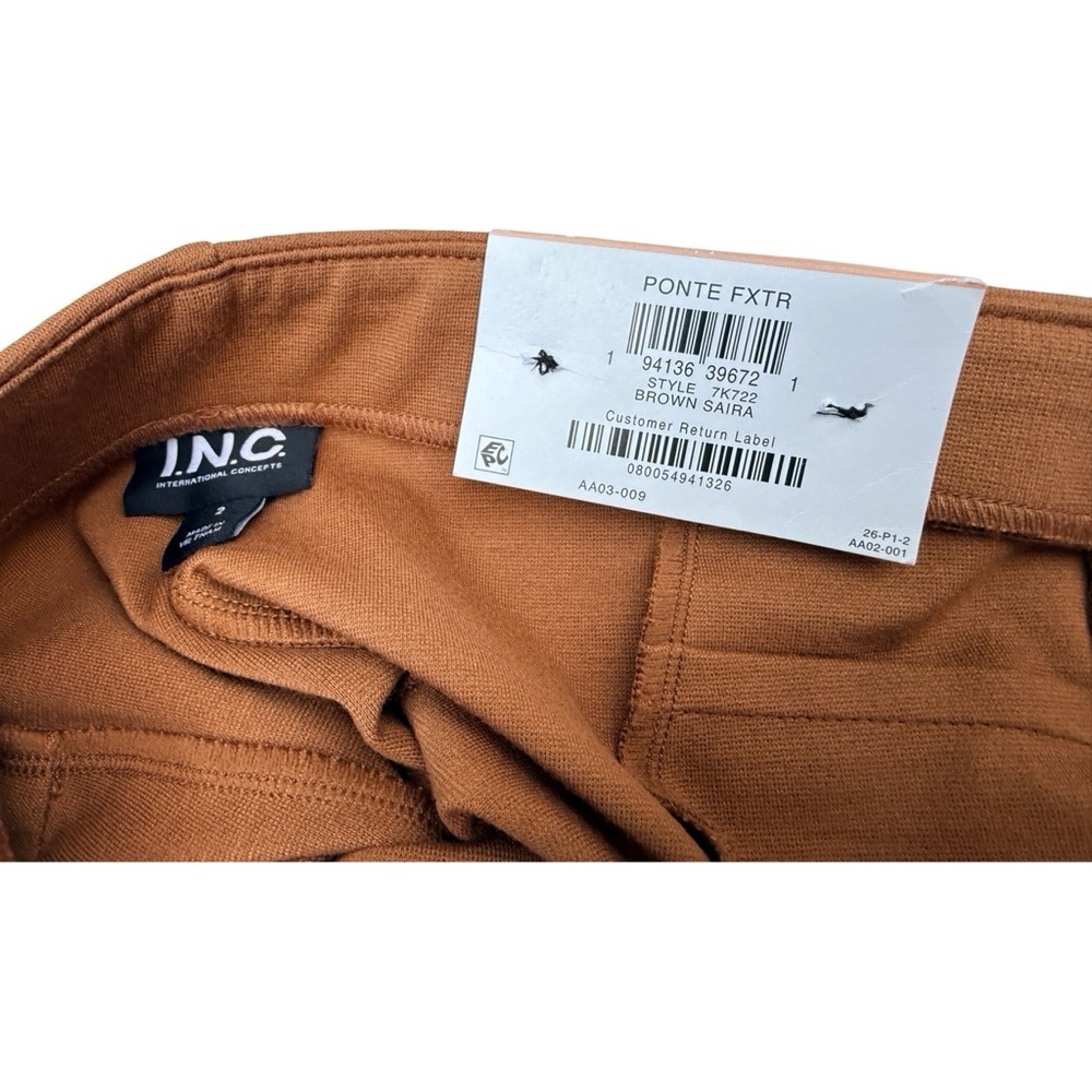 NWT High Waist Women's Flat Front Slimming Ponte Knit Carmel Pants Sz 2 - Picture 6 of 9